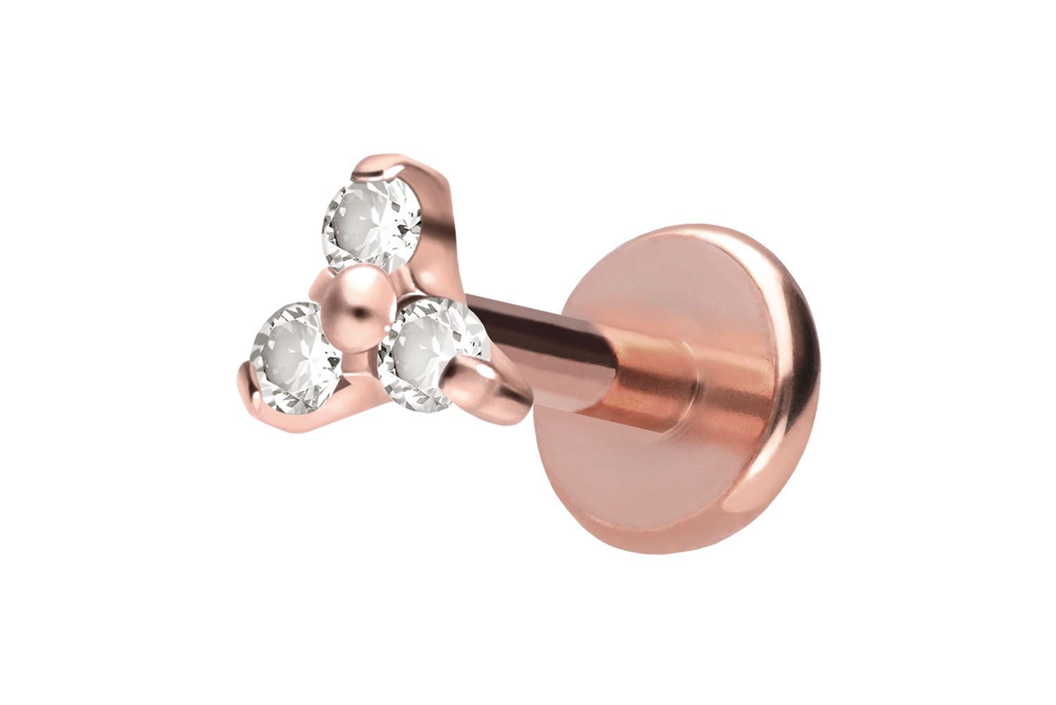Titan Labret Piercing mit Push Fit KRISTALLBLUME